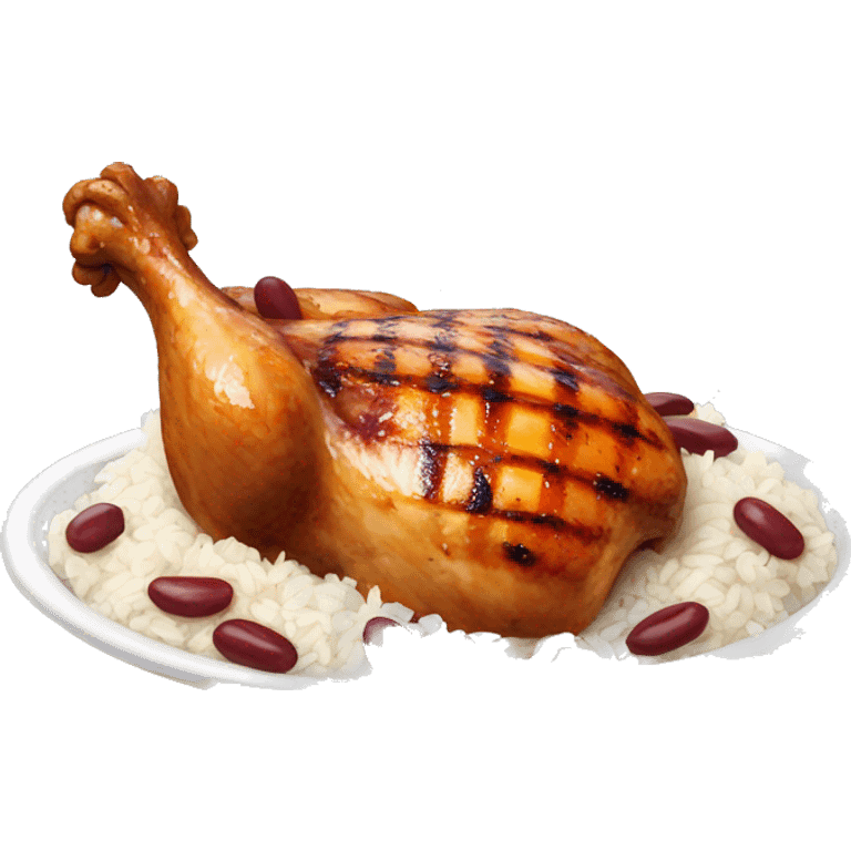 Grilled chicken with rice, red beans emoji