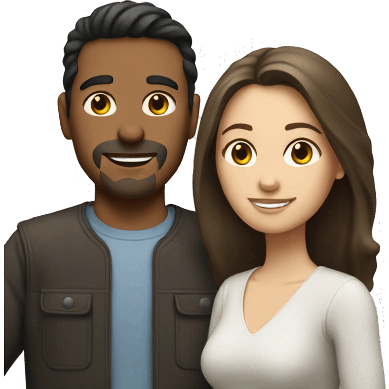 Hispanic man and white brunette woman couple emoji