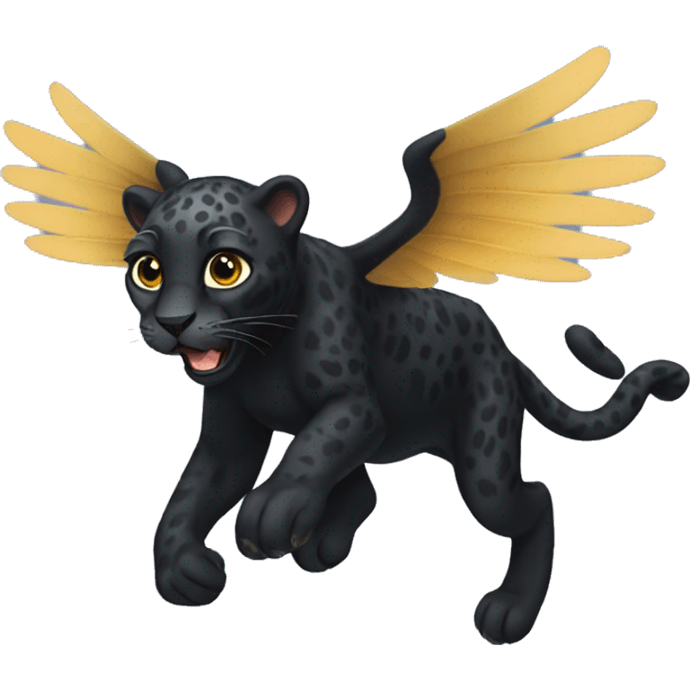 winged black leopard flying emoji