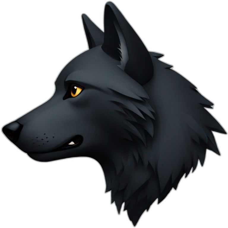 simple black wolf head in profile looking to right, no body, ear pierced emoji