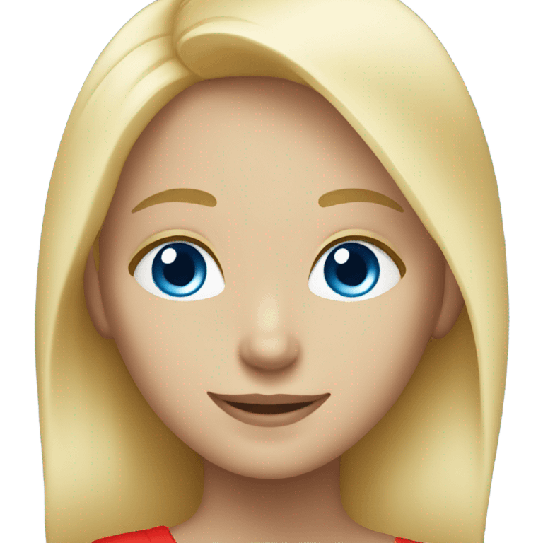 smiling blonde with blue eyes girl in red emoji