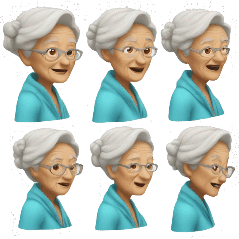 Old lady riding a surfboard  emoji