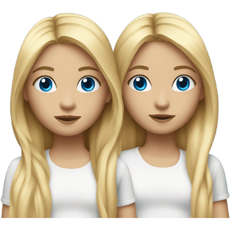 twin girls with blond hair and blue eyes emoji