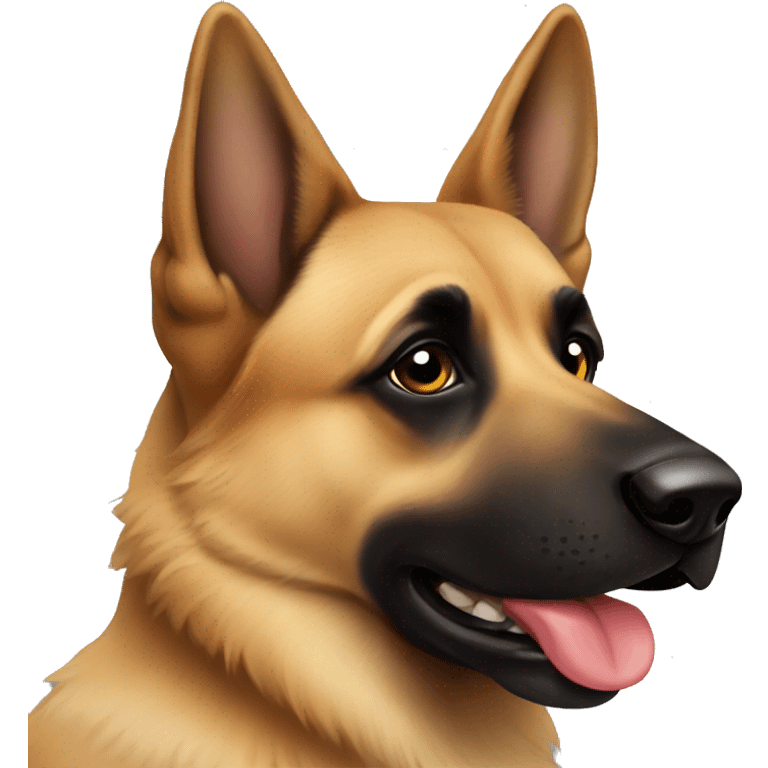 german shepard with a black face and one eye emoji