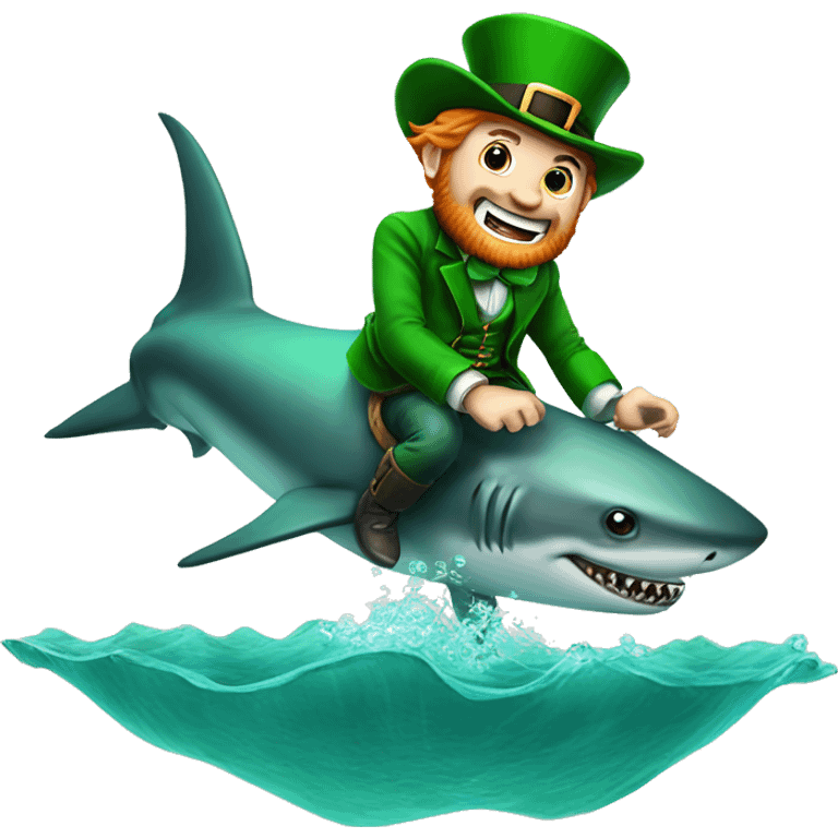 Irish leprechaun riding a shark underwater emoji