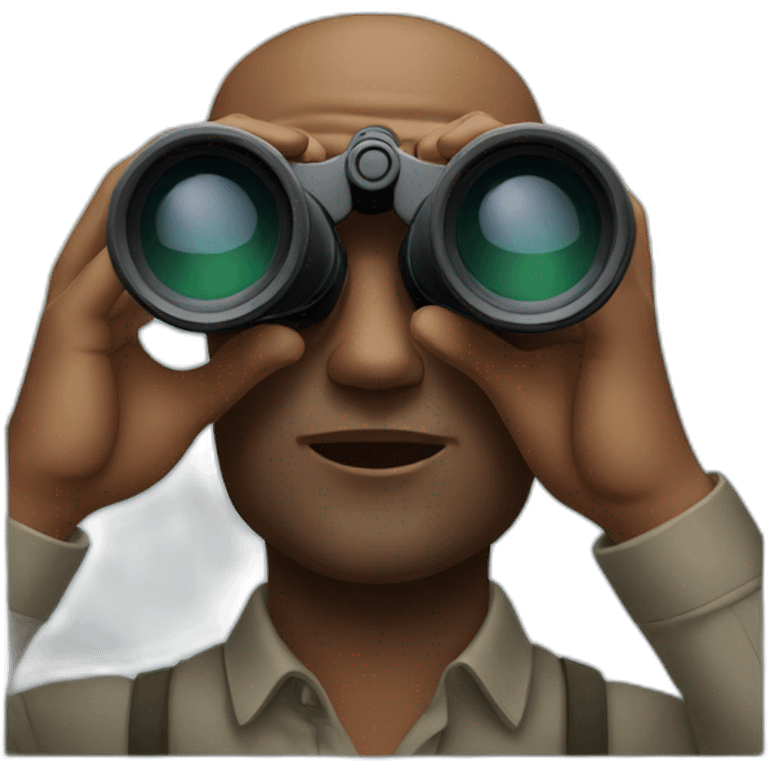 man looking with binoculars from a window emoji