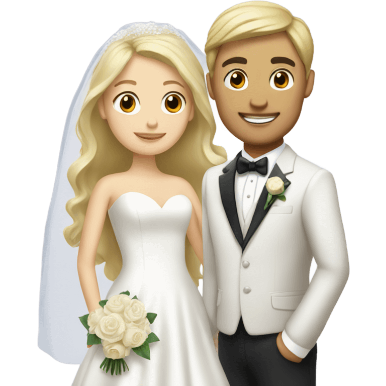 Blonde bride and brunette groom emoji