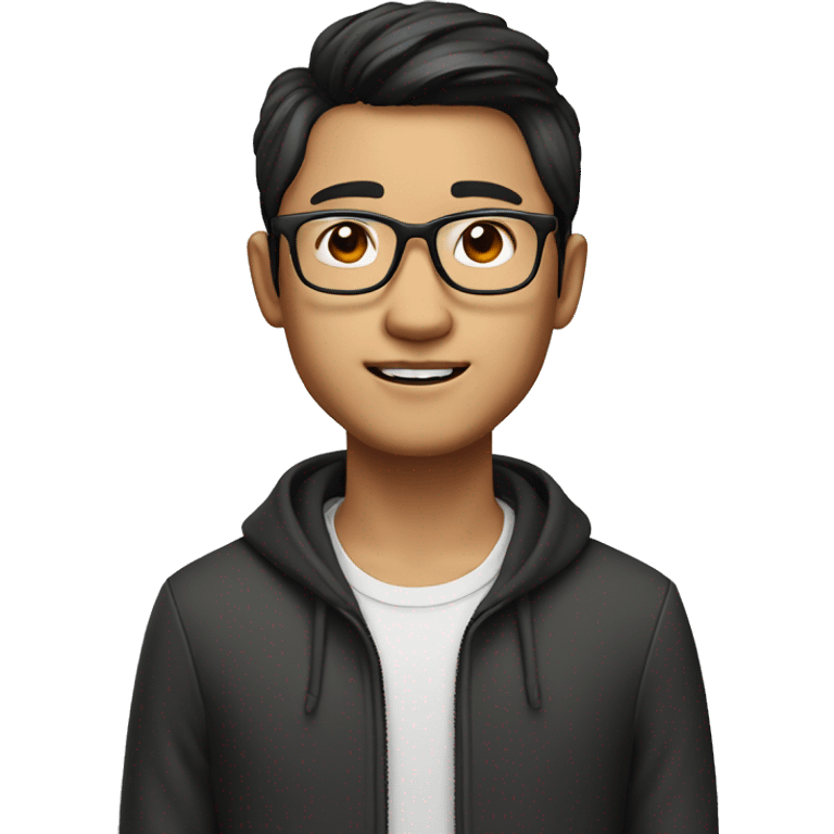 memoji, portrait, asian, glasses smart guy, 25 years old, designer emoji