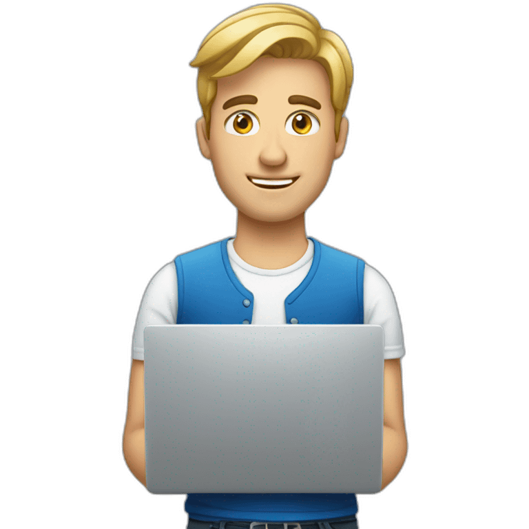 european guy using laptop emoji