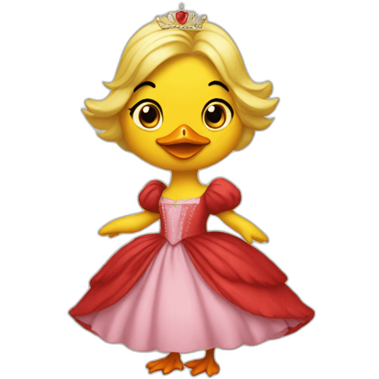 Duck with red princess dress emoji