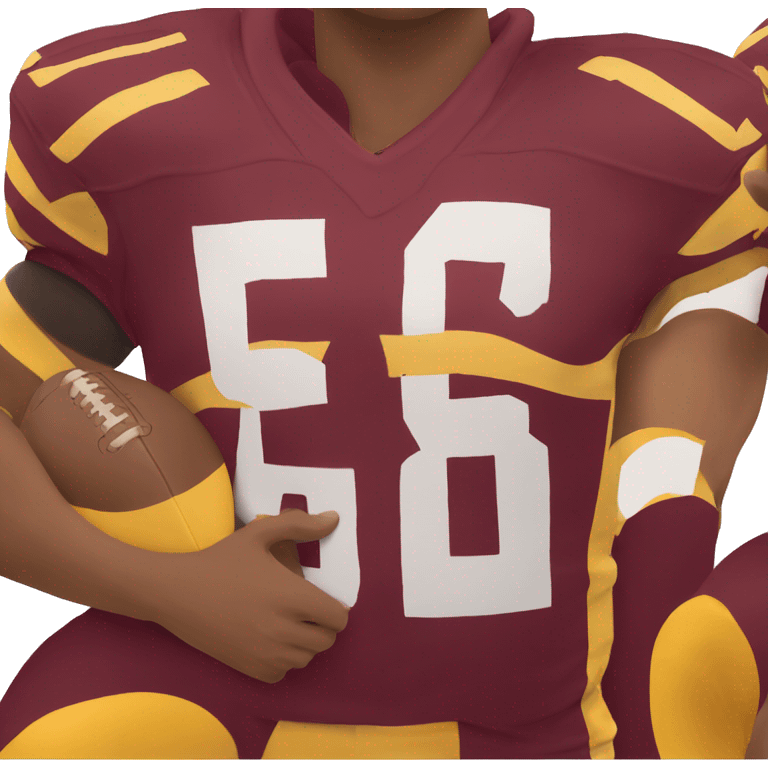  football player number 5 wearing maroon and gold jersey emoji