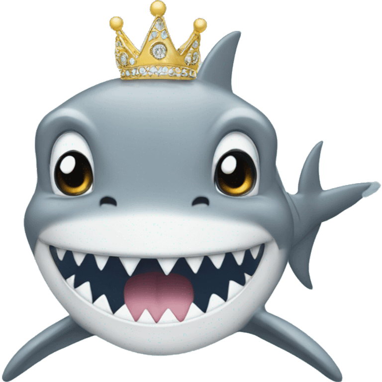 A shark wearing a princess tiara  emoji