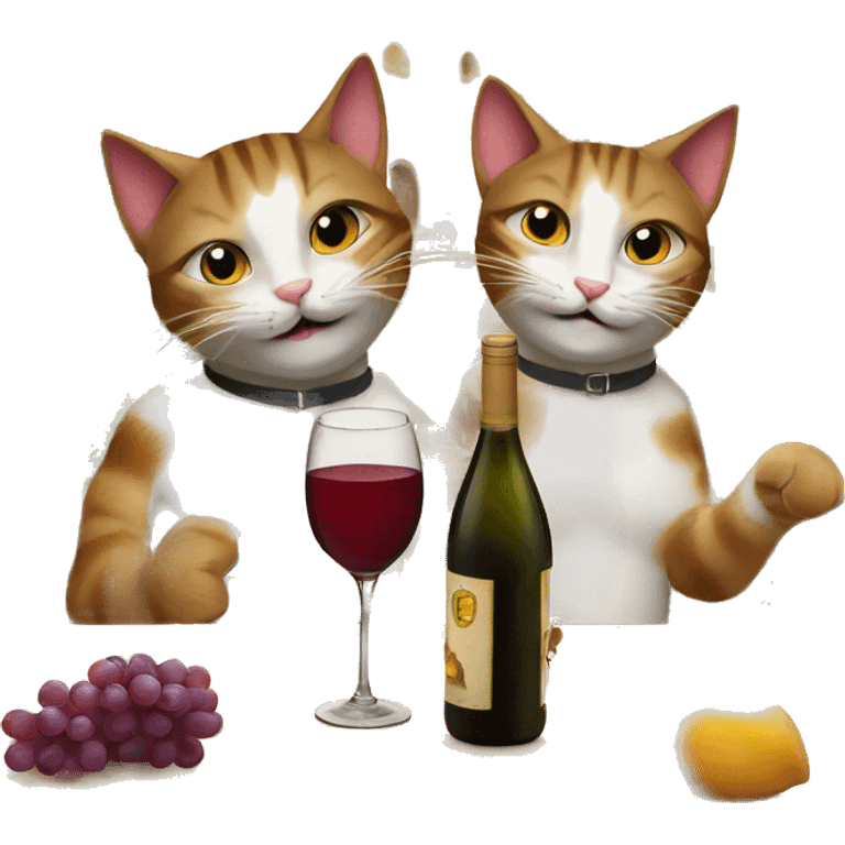 two cats drinking wine on vacation in tuscany emoji