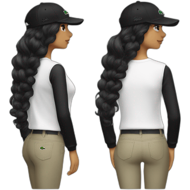 Lacoste bag latin girl with black lacoste cap emoji