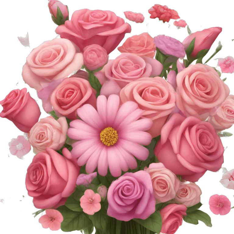 Huge pink flower bouquet with different flowers and pink tones and roses emoji