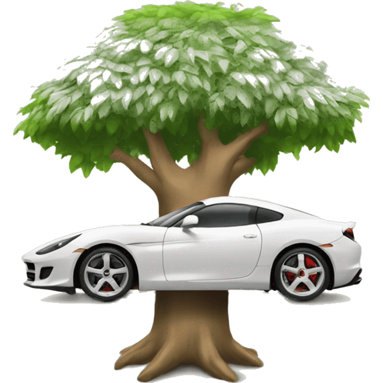 sports car under tree shade emoji