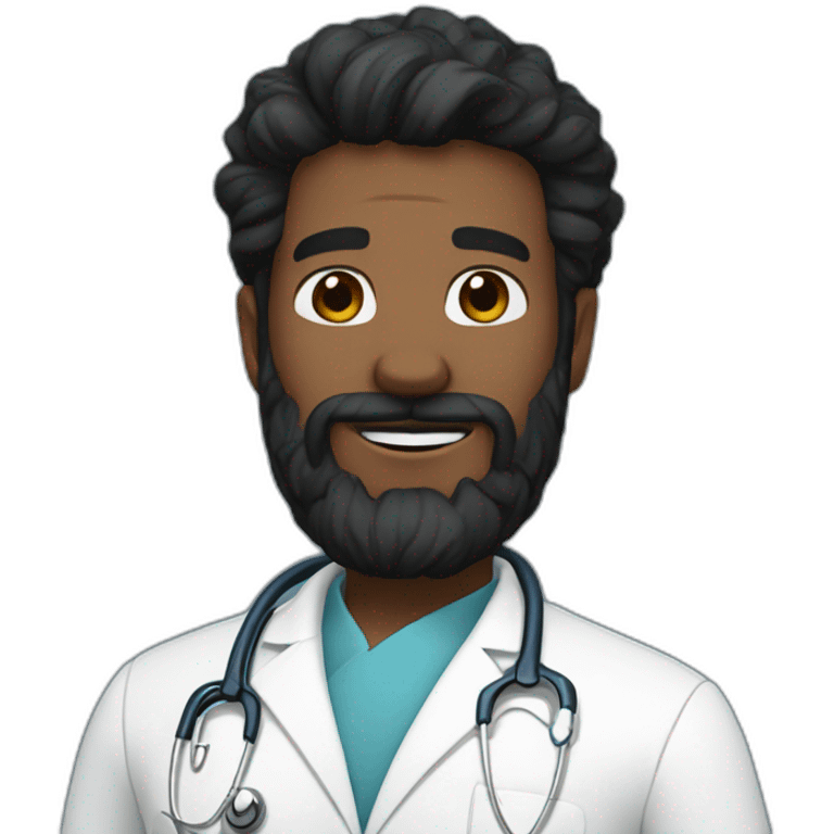 black bearded Aesthetic doctor saying hello emoji