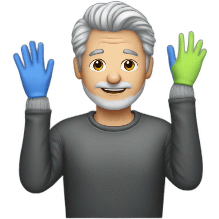 man dyes his hair with gloves because he has gray hair emoji