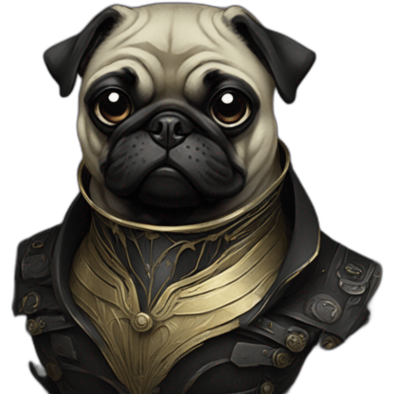 A cyberpunk black pug in Art Nouveau style during 1910 emoji