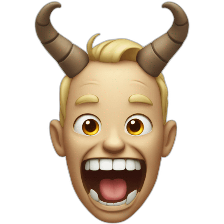 A terrifying face with horns and a wide laugh emoji