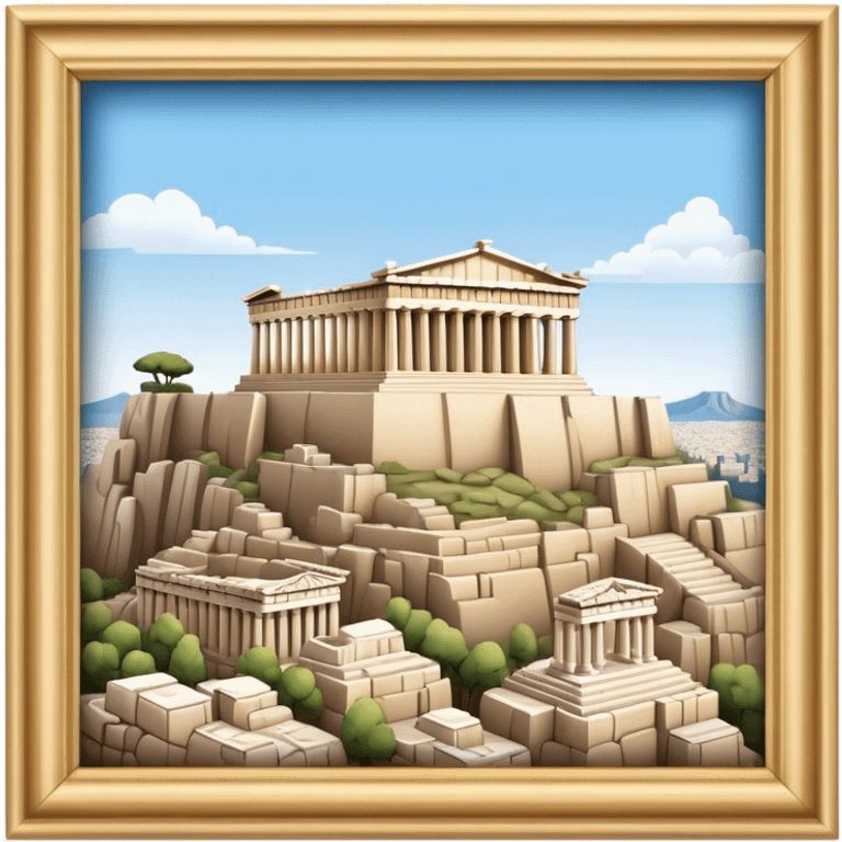 Cinematic Realistic Acropolis Landmark Emoji, showcasing ancient ruins set against a clear sky rendered with intricate detail and timeless lighting. emoji