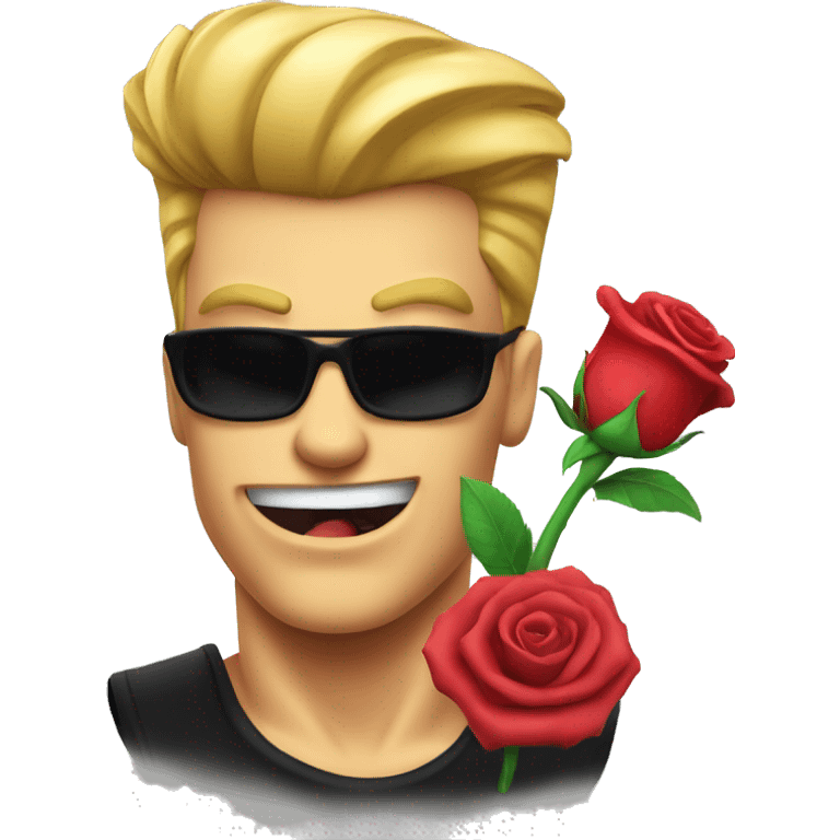 johnny bravo with a rose in his mouth emoji