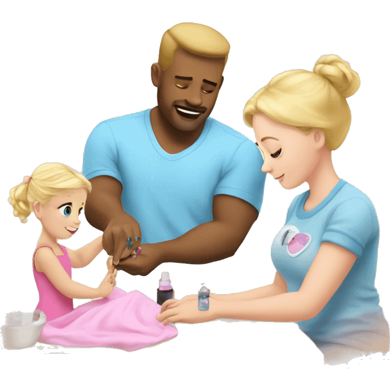 blonde babydaughter gives blonde dad a manicure emoji