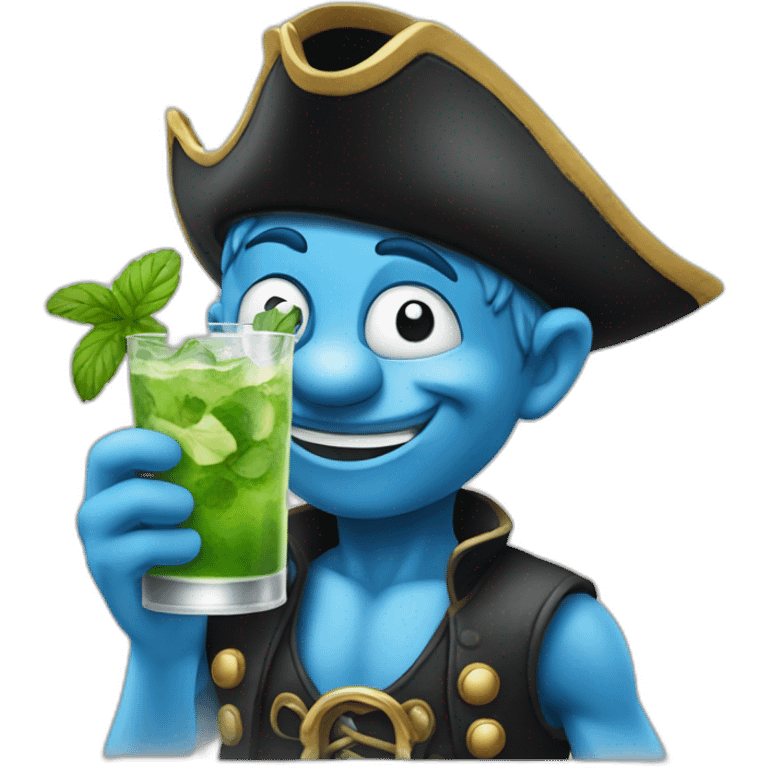 smurf pirate drinking mojito emoji