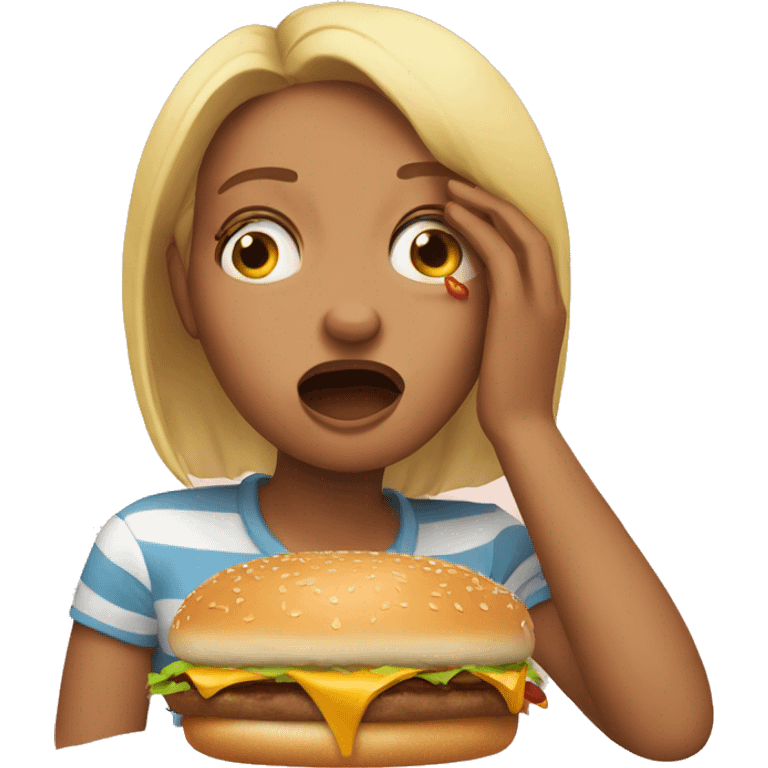 my friend marta crying while eating a burger emoji