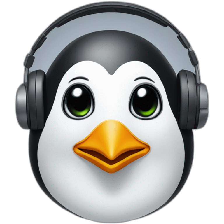 Penguin with headset emoji