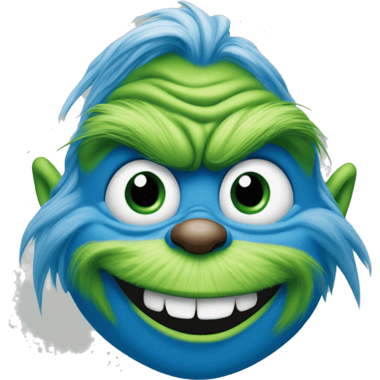 Blue grinch grinning very wide emoji