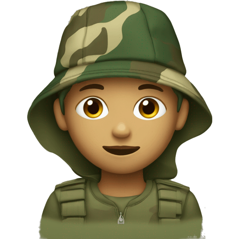 Child with camouflage hat emoji