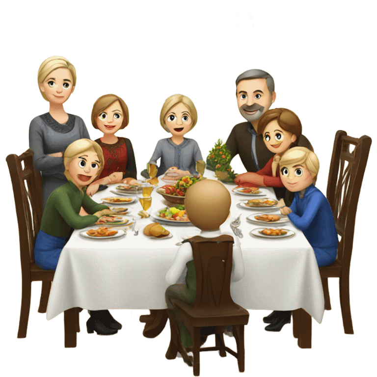 Russian family sitting at the New Year's table emoji