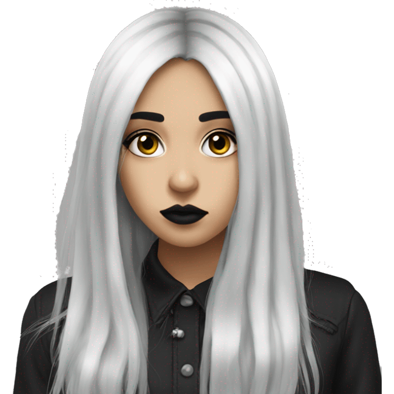 Goth girl long hair with bangs Latina emoji