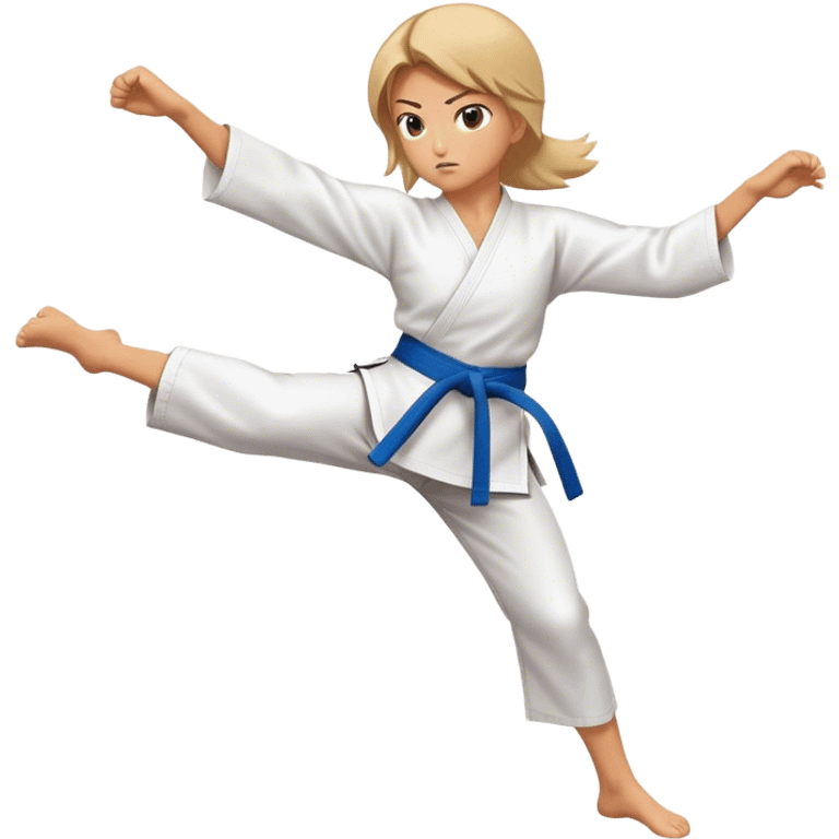 White women karate kick emoji