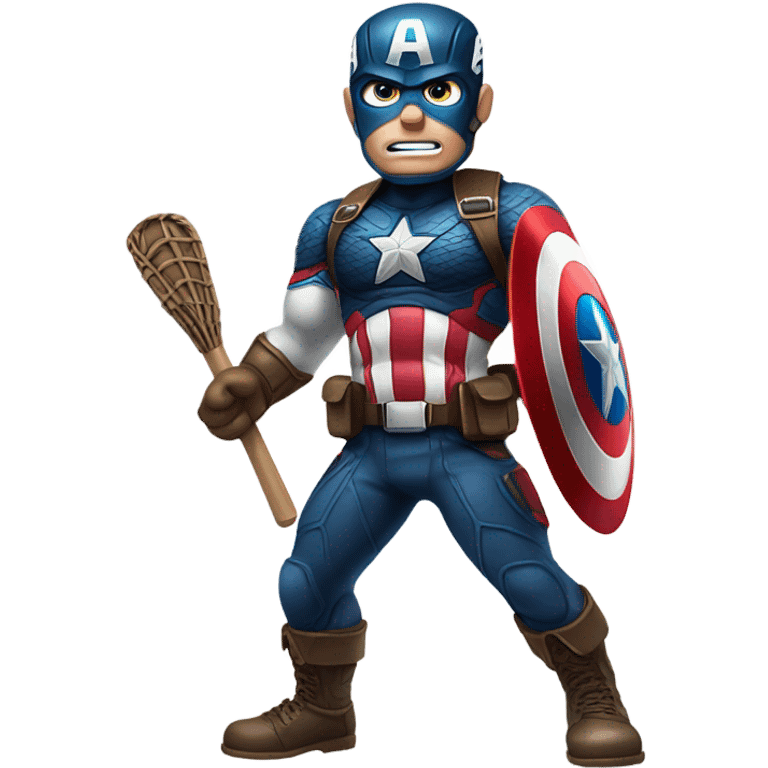 Captain America playing lacrosse emoji