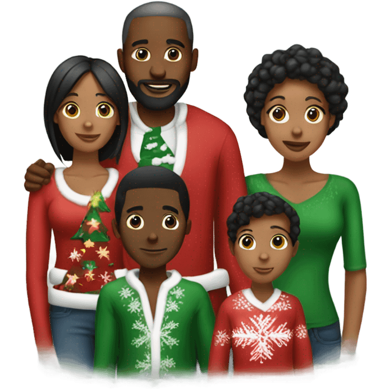 Black family having Christmas together emoji