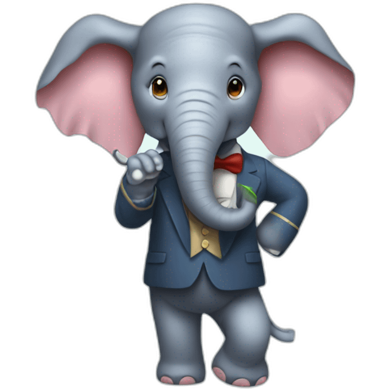 An elephant with thé Mario suit emoji