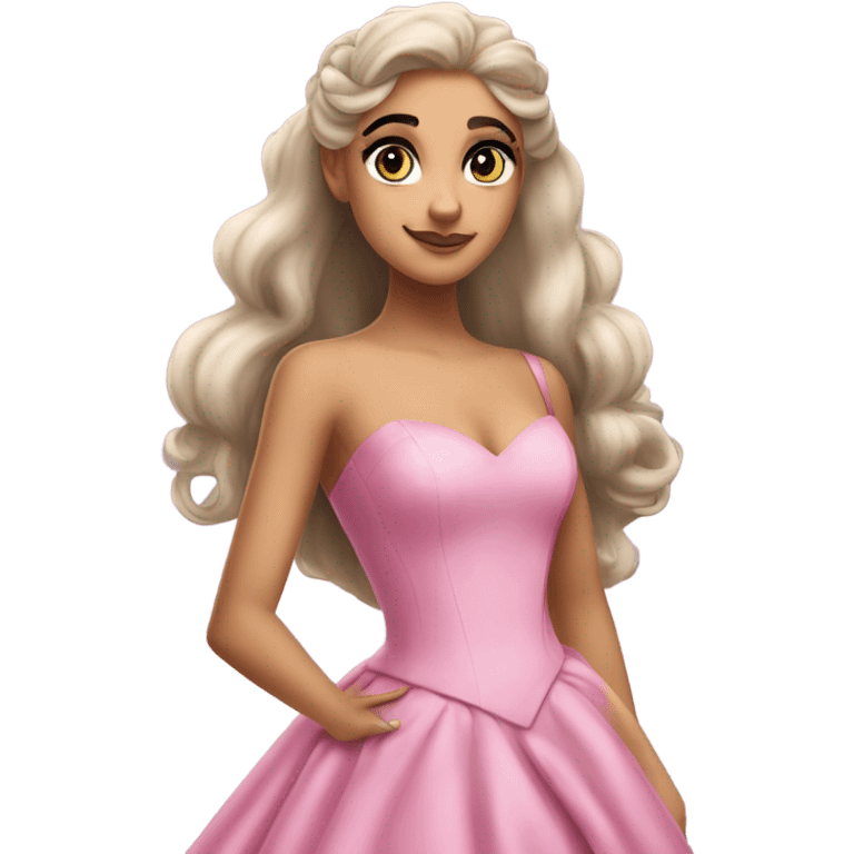 Realistic face Ariana Grande as Galinda from wicked wearing long flowing pink dress  emoji