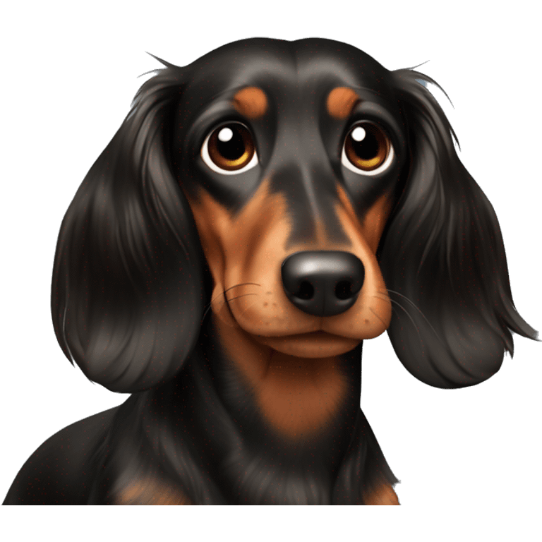 Long hair dachshund black and brown  emoji