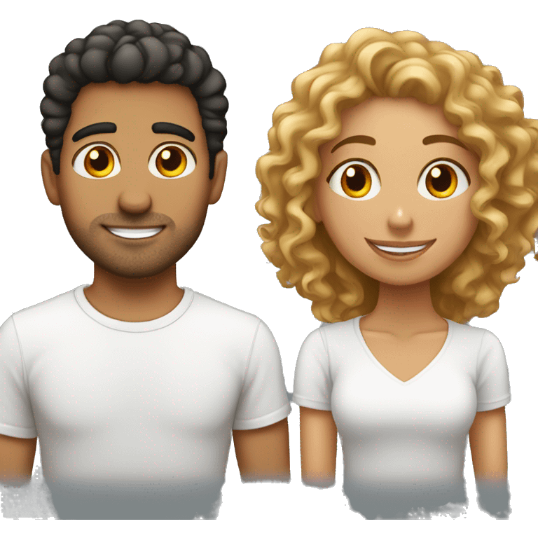 Hispanic guy with straight hair in love with hispanic girl with curly hair emoji