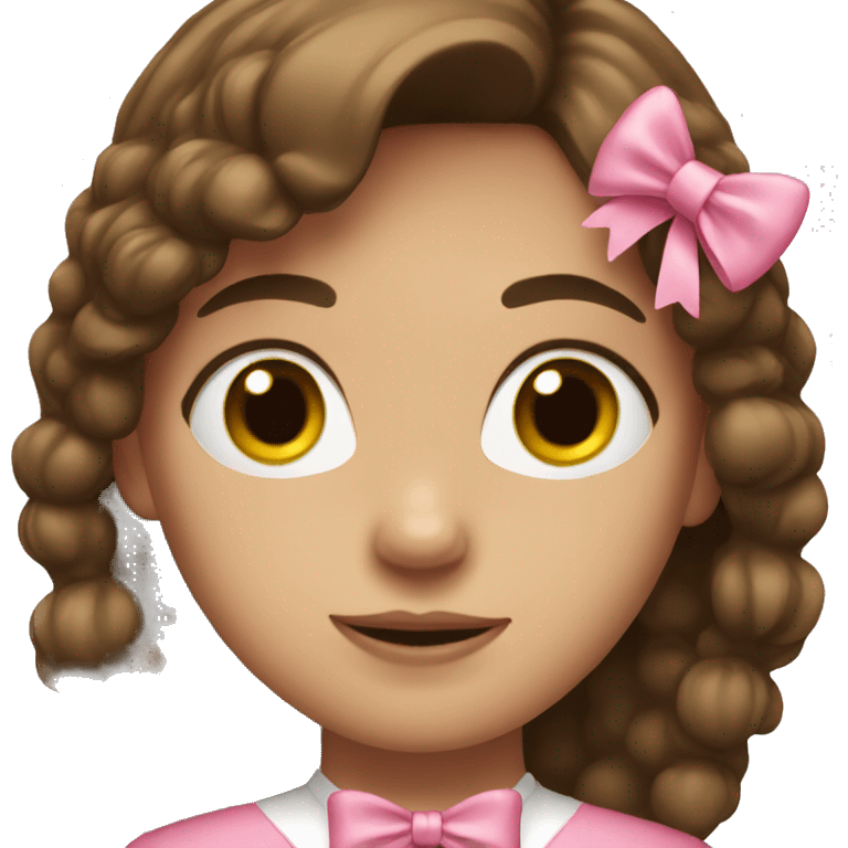 Girl with brown hair and a pink bow emoji