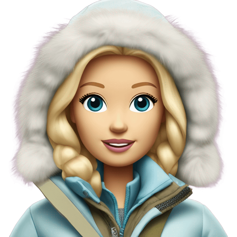 Blonde polar explorer Barbie wearing a parka  emoji