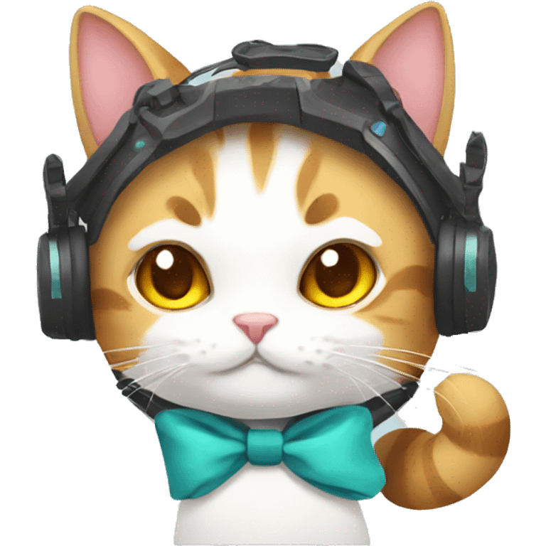 Gamer Cat With Bow emoji