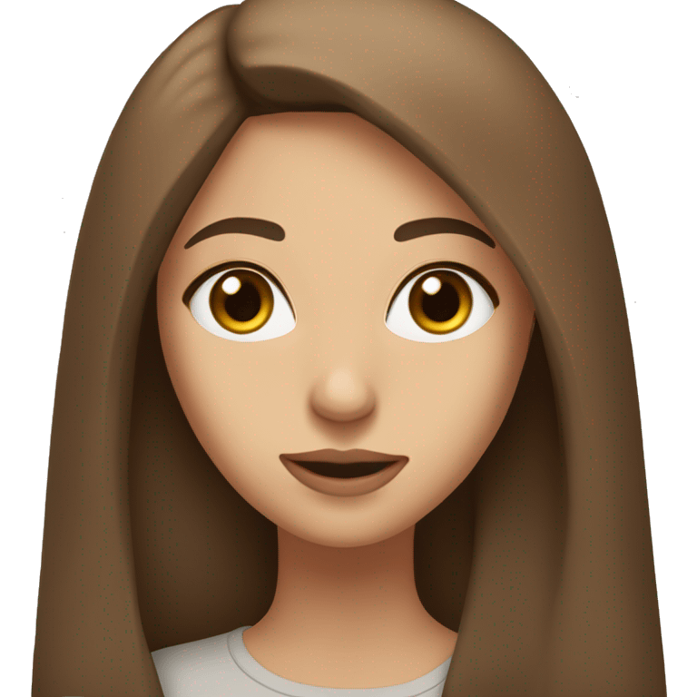 a girl with straight long brown hair and browns eyes and full lips and slim nose looking kinda arabic emoji