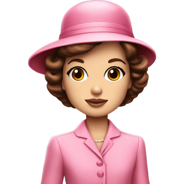 Young Jackie Kennedy in pink suit and pillbox hat emoji