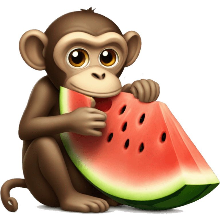 Monkey eating watermelon emoji