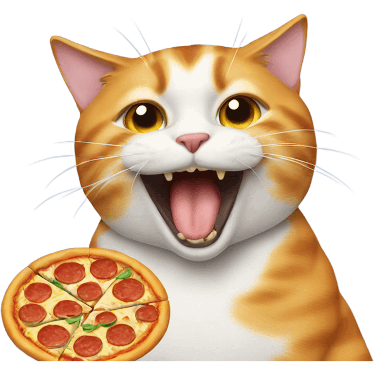 Cat eating pizza emoji