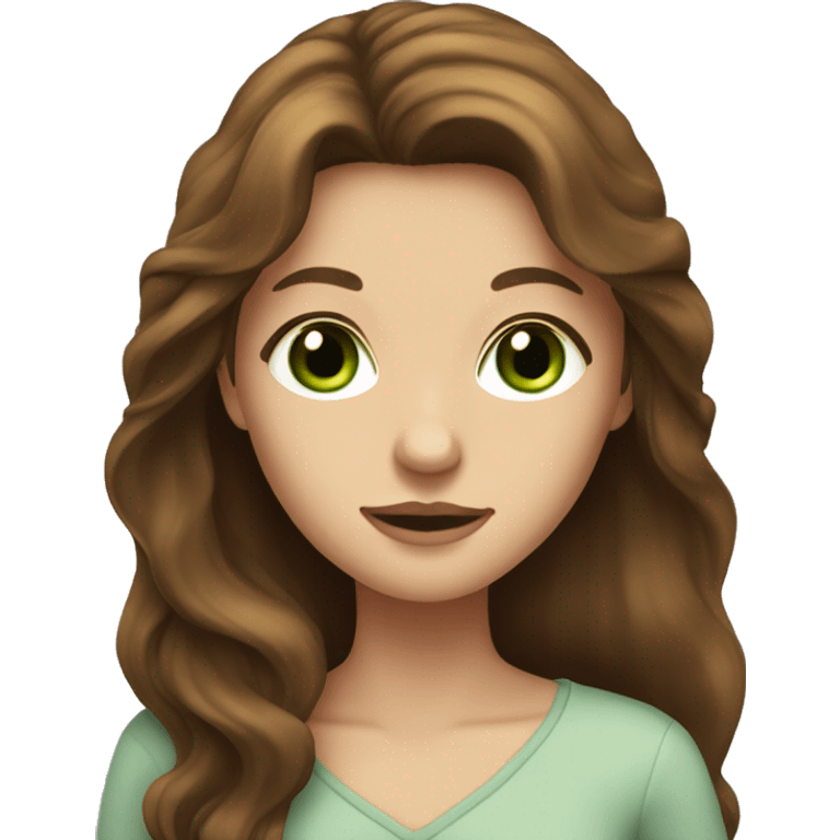 Lady with long brown hair and green eyes  emoji