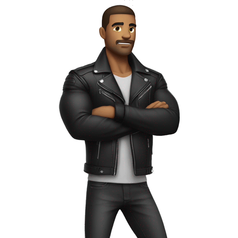 Muscular man in biker jacket  emoji